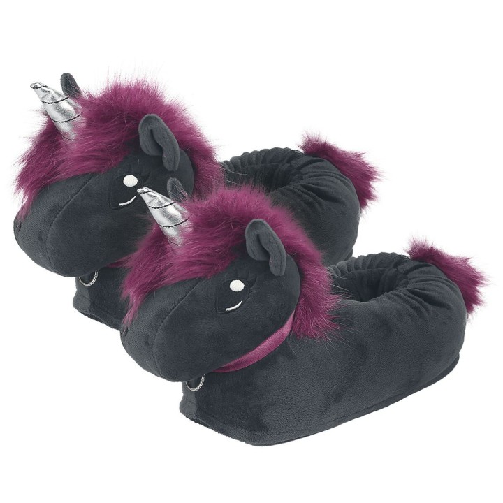 Corimori - Einhorn Hausschuh - Ruby Punk Einhorn Hausschuhe Erwachsene - one size - für Damen - Größe one size - schwarz  - L