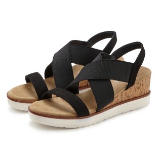 LASCANA Sandalette »Sommerschuh«, Sandale, Sommerschuh mit Keilabsatz und elastischen Riemen VEGAN