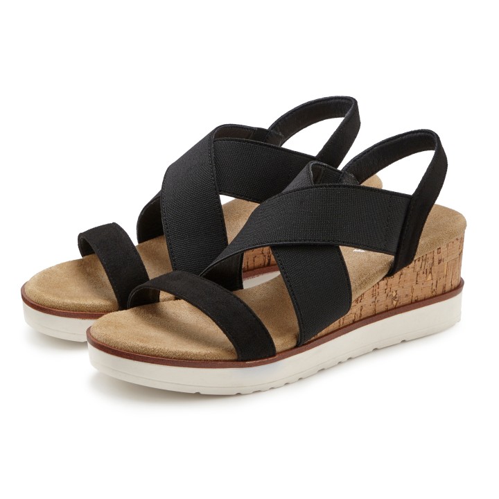 LASCANA Sandalette »Sommerschuh«, Sandale, Sommerschuh mit Keilabsatz und elastischen Riemen VEGAN