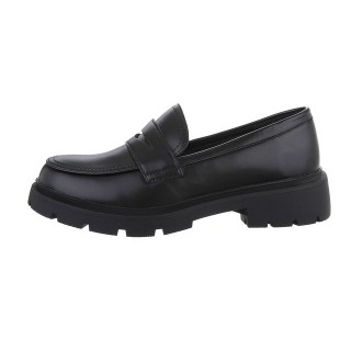 Ital-Design Damen Mokassins Freizeit Slipper (85960546) Blockabsatz Mokassins in Schwarz