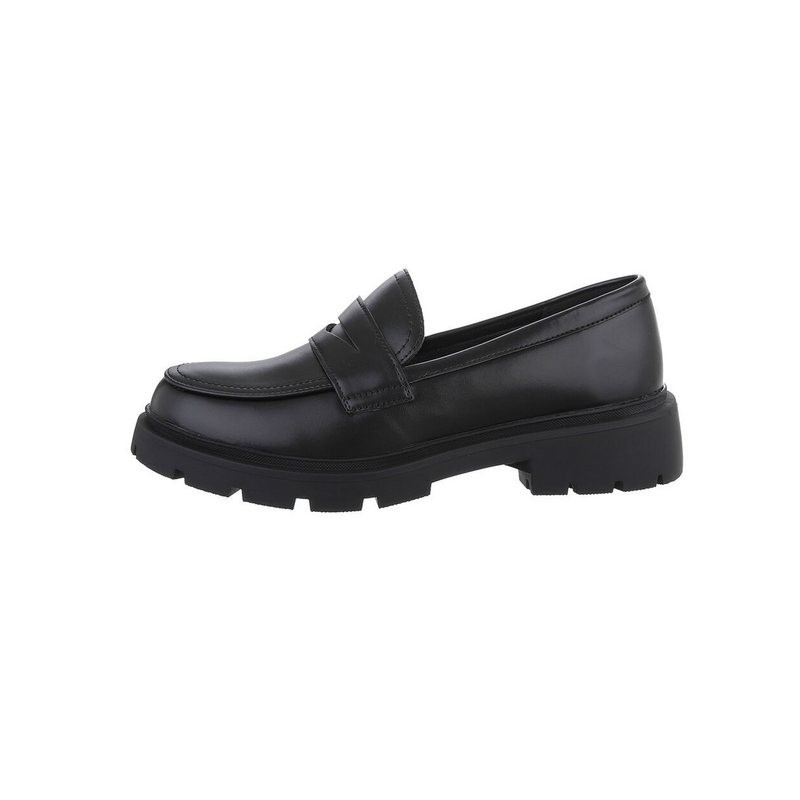 Ital-Design Damen Mokassins Freizeit Slipper (85960546) Blockabsatz Mokassins in Schwarz
