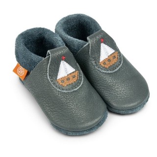 Orangenkinder® Skippy das Schiffchen Baby Krabbelschuh pflanzlich gegerbtes Leder, Made in Germany, atmungsaktiv