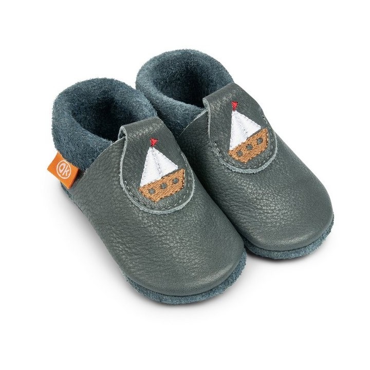 Orangenkinder® Skippy das Schiffchen Baby Krabbelschuh pflanzlich gegerbtes Leder, Made in Germany, atmungsaktiv