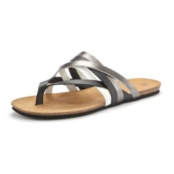 LASCANA Zehentrenner, Sandale, Pantolette aus Leder mit Korkfußbett