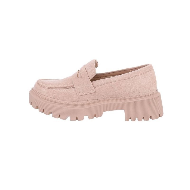 Ital-Design Damen Mokassins Freizeit Slipper (84018695) Blockabsatz Mokassins in Hellbraun