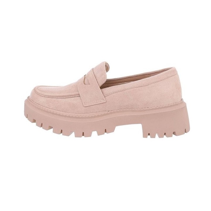 Ital-Design Damen Mokassins Freizeit Slipper (84018695) Blockabsatz Mokassins in Hellbraun