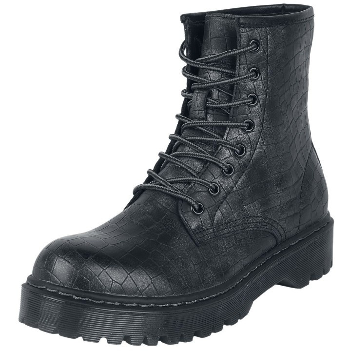 Black Premium by EMP Boot - Schnürboots mit Krokodilhautmuster - EU37 bis EU40 - für Damen - Größe EU37 - schwarz