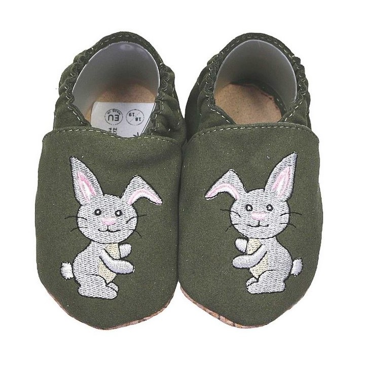 HOBEA-Germany Krabbelschuhe RecyStep Hase grün Krabbelschuh