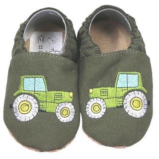 HOBEA-Germany Krabbelschuhe RecyStep Traktor grün Krabbelschuh