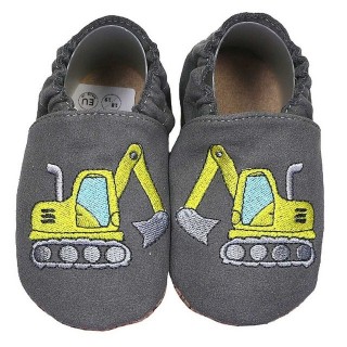 HOBEA-Germany Krabbelschuhe RecyStep Bagger grau Krabbelschuh