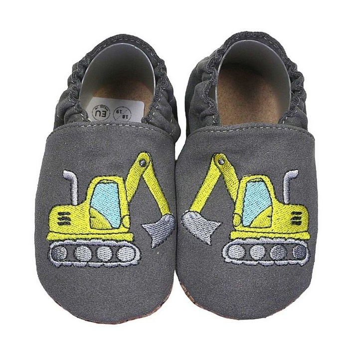 HOBEA-Germany Krabbelschuhe RecyStep Bagger grau Krabbelschuh