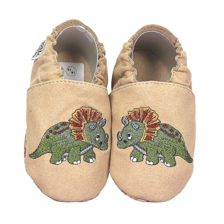 HOBEA-Germany Krabbelschuhe RecyStep Dino beige Krabbelschuh