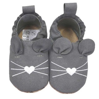 HOBEA-Germany Krabbelschuhe RecyStep Maus grau Krabbelschuh