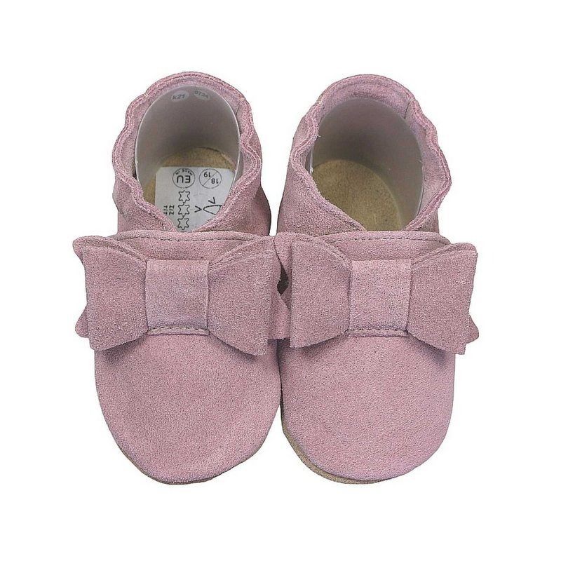 HOBEA-Germany Krabbelschuhe Schleife altrosa 22/23 (1½ - 2 Jahre) Krabbelsohle Krabbelschuh handgefertigt in der EU