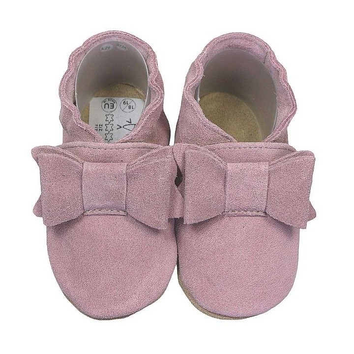HOBEA-Germany Krabbelschuhe Schleife altrosa 22/23 (1½ - 2 Jahre) Krabbelsohle Krabbelschuh handgefertigt in der EU