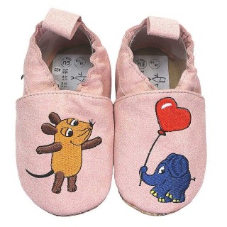 HOBEA-Germany Kinderschuhe RecyStep Maus mit Elefant rosa Krabbelschuh