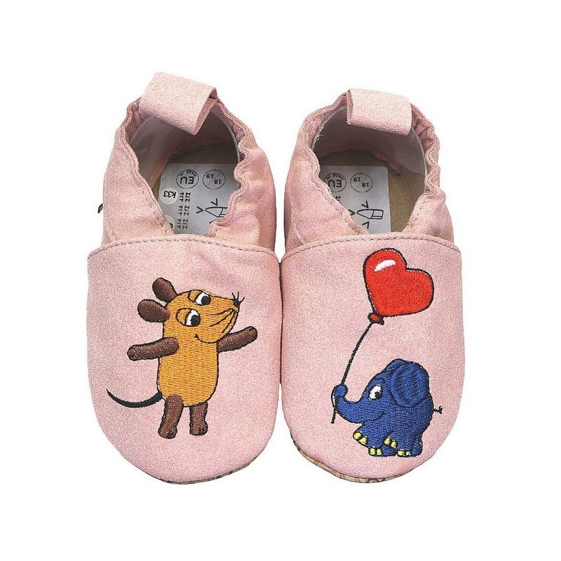 HOBEA-Germany Kinderschuhe RecyStep Maus mit Elefant rosa Krabbelschuh