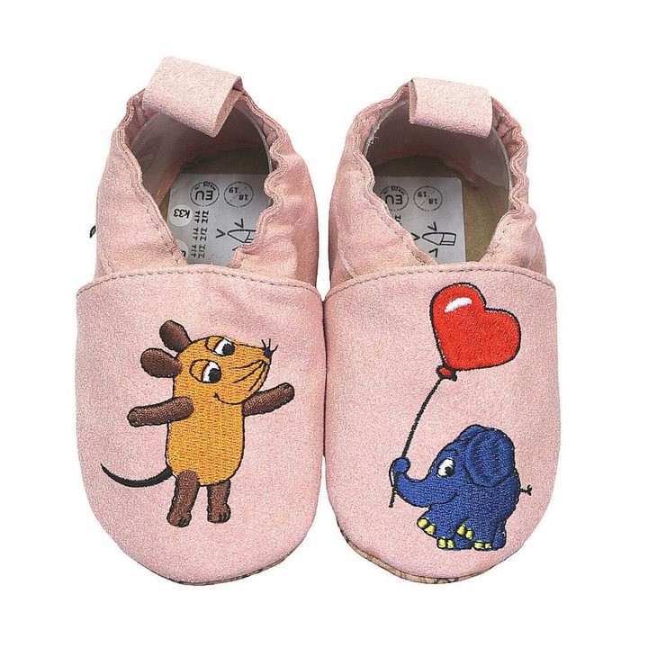 HOBEA-Germany Kinderschuhe RecyStep Maus mit Elefant rosa Krabbelschuh