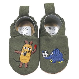 HOBEA-Germany Kinderschuhe RecyStep Maus mit Elefant Fußball grün Krabbelschuh