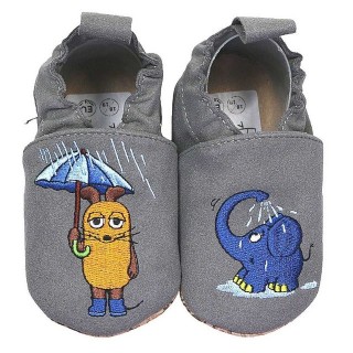HOBEA-Germany Kinderschuhe RecyStep Maus mit Elefant Regen grau Krabbelschuh