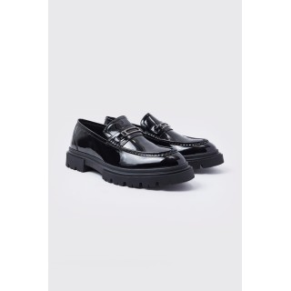 Klobige Lack-Loafer - Schwarz - 41, Schwarz