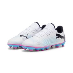 PUMA FUTURE 7 PLAY FG/AG Jr PUMA WHITE-PUMA BLACK-POISON P Fußballschuh