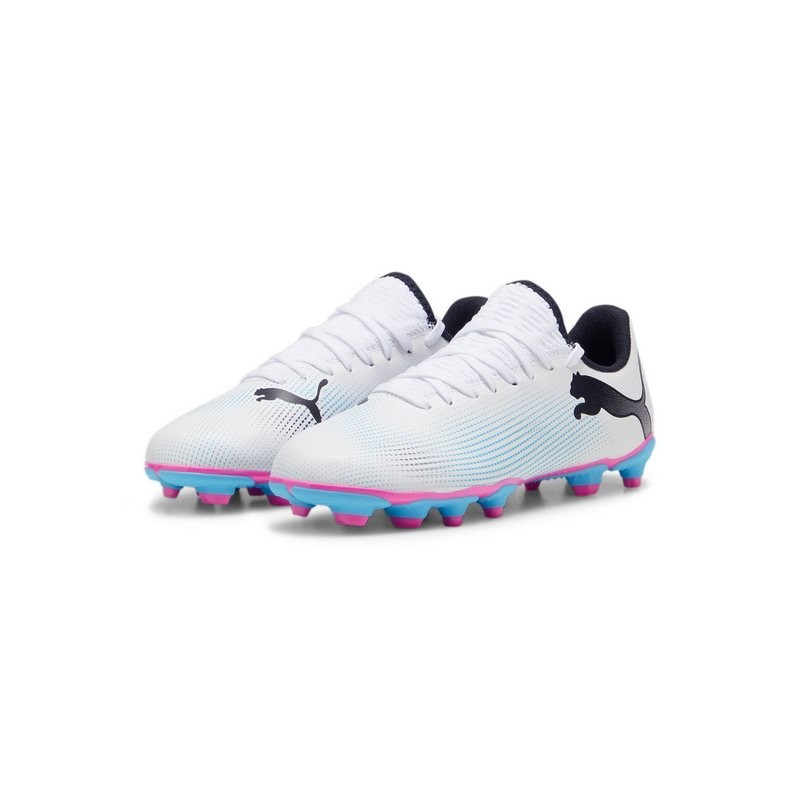 PUMA FUTURE 7 PLAY FG/AG Jr PUMA WHITE-PUMA BLACK-POISON P Fußballschuh