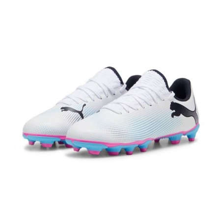 PUMA FUTURE 7 PLAY FG/AG Jr PUMA WHITE-PUMA BLACK-POISON P Fußballschuh