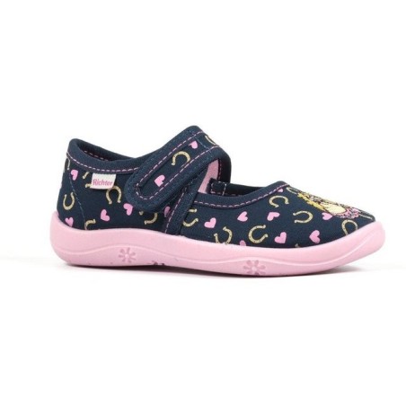 Richter Hausschuh Klettschuh, Kindergarten Schuh mit süßem Print