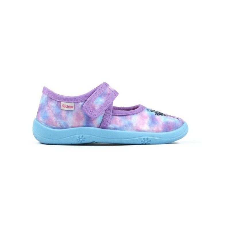 Richter WMS: mittel Hausschuh Klettschuh, Kindergarten Schuh mit süßem Einhornprint