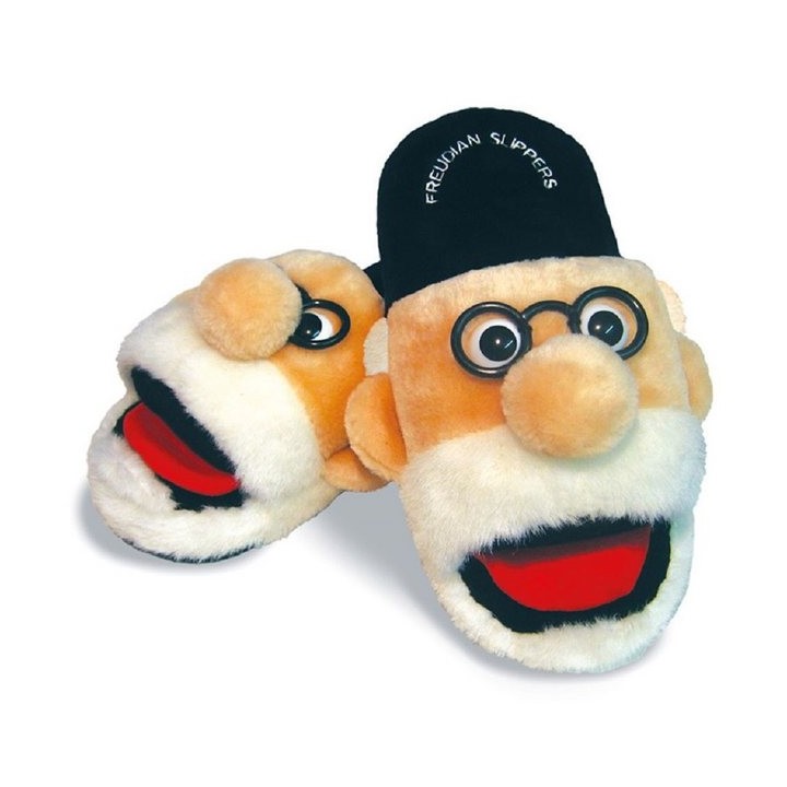 The Unemployed Philosophers Guild Freudsche Pantoffeln Sigmund Freud Plüsch Hausschuhe (bequem, 1-tlg., Paar) Slipper mit Gum