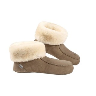 Fellhof Fellhof Lammfell Stiefel Ledersohle Pantoffel (1 Paar, 1-tlg., 1 Paar) aus echtem Lammfell