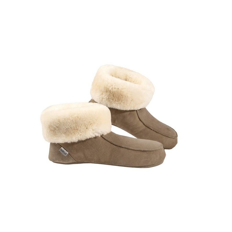 Fellhof Fellhof Lammfell Stiefel Ledersohle Pantoffel (1 Paar, 1-tlg., 1 Paar) aus echtem Lammfell
