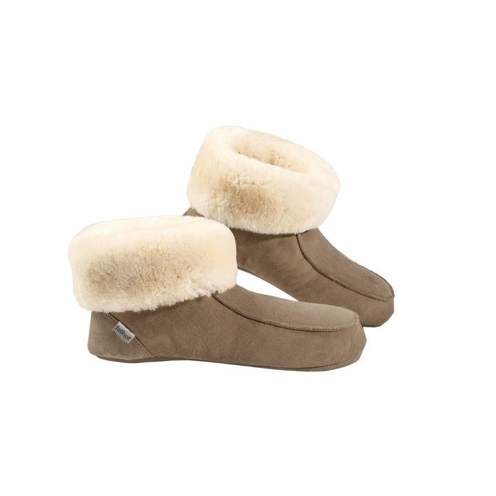 Fellhof Fellhof Lammfell Stiefel Ledersohle Pantoffel (1 Paar, 1-tlg., 1 Paar) aus echtem Lammfell