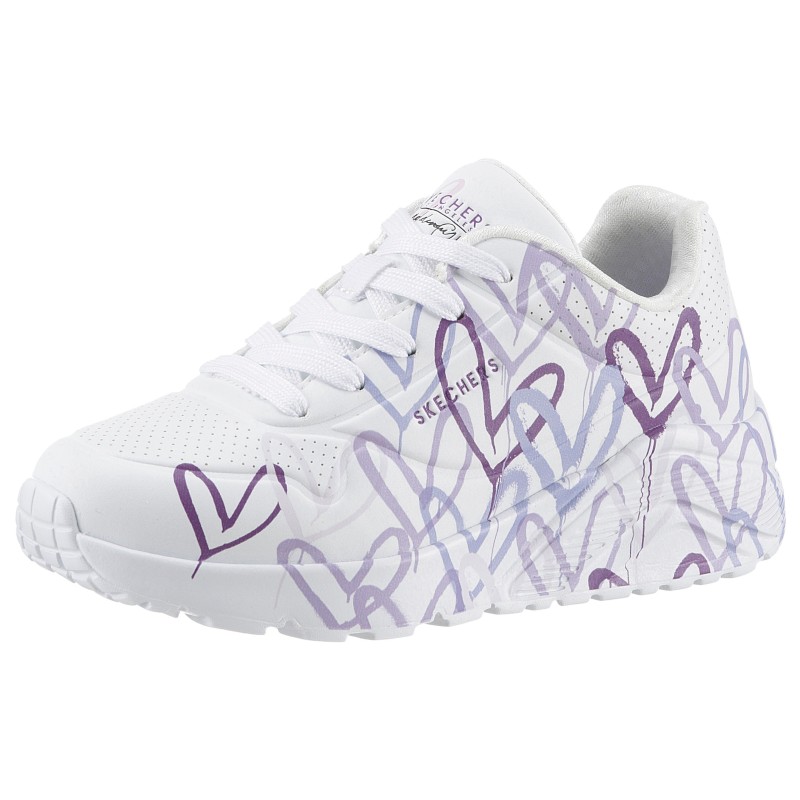 Skechers Sneaker "UNO LITE - SPREAD THE WORLD", Schnürschuh mit süßem herzchen Print, Größenschablone zum Download