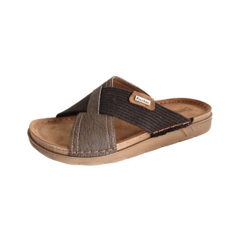 Fischer-Markenschuh Lukas Herren Pantolette Hausschuh nuss Hausschuh