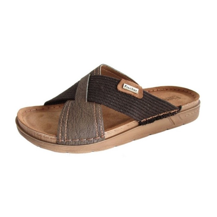 Fischer-Markenschuh Lukas Herren Pantolette Hausschuh nuss Hausschuh