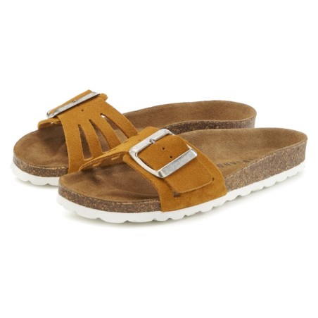 Elbsand Pantolette »Sandale«, Mule, offener Schuh aus Leder mit weichem Komfortkorkfußbett
