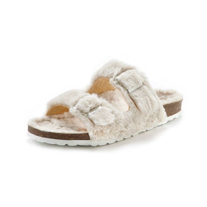 Vivance Pantolette »Hausschuh, Pantolette, Pantoffel,«, mit kuscheligem, warmen Fellimitat und Korkfußbett