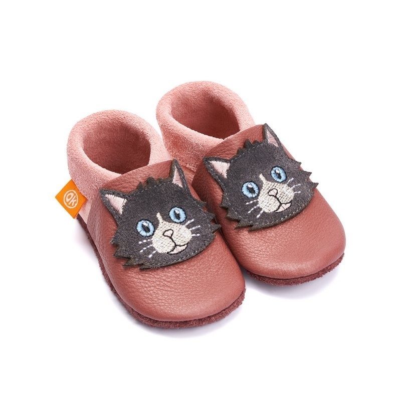 Orangenkinder® Mia die Katze Krabbelschuh pflanzlich gegerbtes Leder, Made in Germany, atmungsaktiv