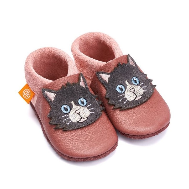 Orangenkinder® Mia die Katze Krabbelschuh pflanzlich gegerbtes Leder, Made in Germany, atmungsaktiv