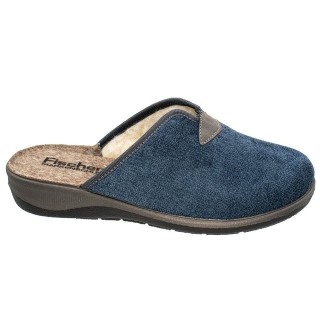 Fischer-Markenschuh Anne Pantoffel aus Grobleinen, mit Schurwollfutter, Weite H