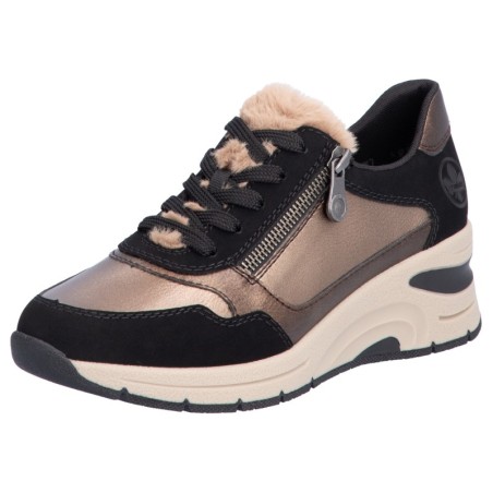 Rieker Keilsneaker, Freizeitschuh, Schnürschuh mit Schaftrandpolsterung, schmale Form