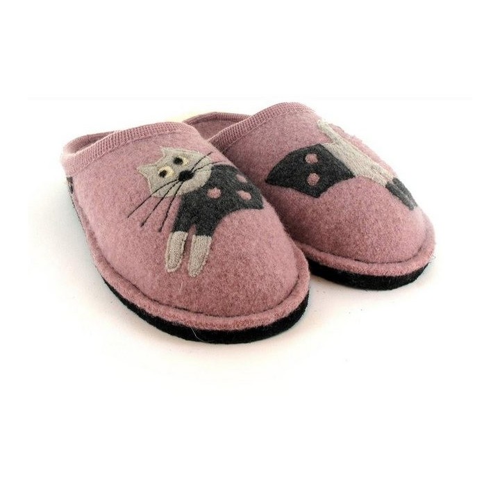 Haflinger Jeder Schritt ein Genuss Hausschuh verspieltes Katzenmotiv