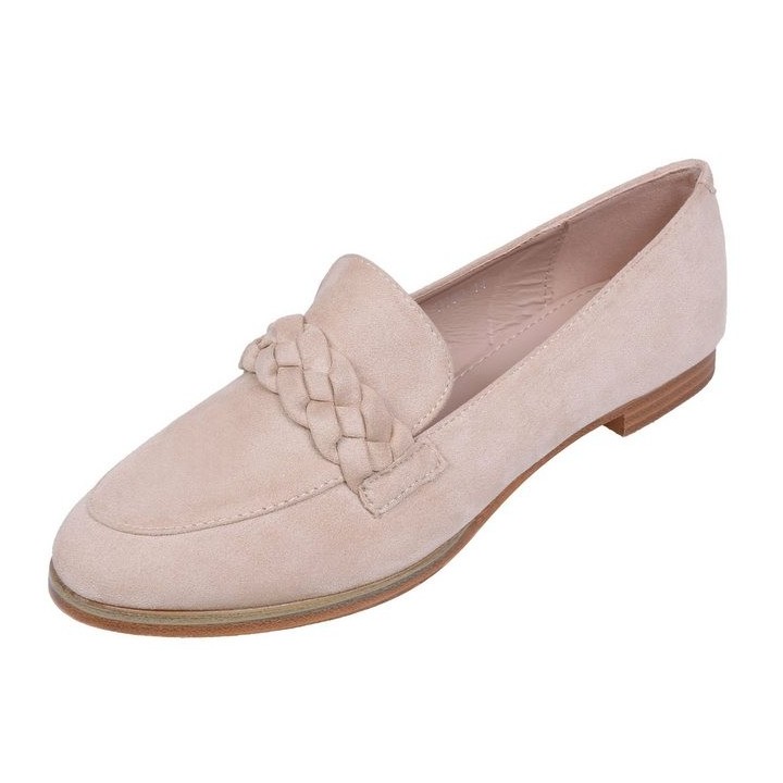 Sarcia.eu Beigefarbene Mokassins mit geflochtenem Streifen Öko-Leder VICES 36 EU Mokassin