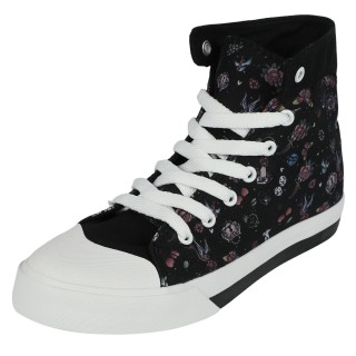 Rock Rebel by EMP - Rock Sneaker high - Sneaker With Oldskool Alloverprint - EU37 bis EU39 - für Damen - Größe EU37 - schwarz