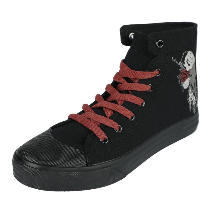 Black Premium by EMP Sneaker high - Sneaker With Rose and Skull Print - EU37 bis EU40 - für Damen - Größe EU37 - schwarz