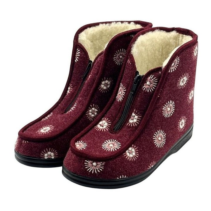 zelbut Winter Hausschuhe Filz Hüttenschuhe Schafwolle Gefüttert Pantoffeln Hausstiefel Schurwolle