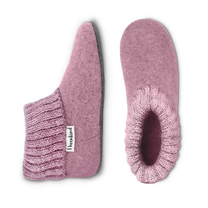 Ehrenkind Gemütliche Kinder-Hausschuhe aus reiner Schurwolle, Rutschfest Hüttenschuhe (atmungsaktiv & temperaturregulierend,