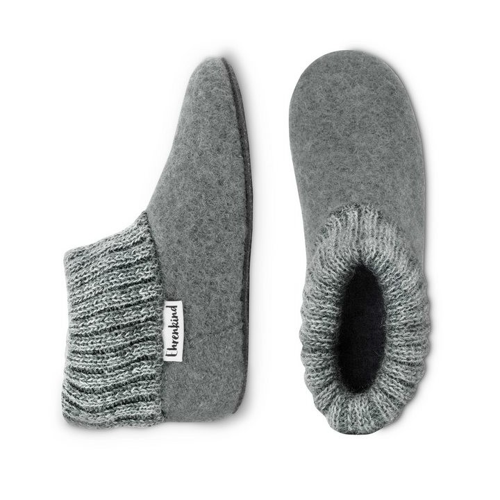 Ehrenkind Gemütliche Kinder-Hausschuhe aus reiner Schurwolle, Rutschfest Hüttenschuhe (atmungsaktiv & temperaturregulierend,